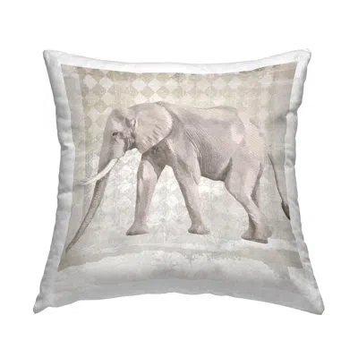 Stupell Industries Diamond Pattern Traditional Elephant Printed Throw Pillow Design By Karen Smith