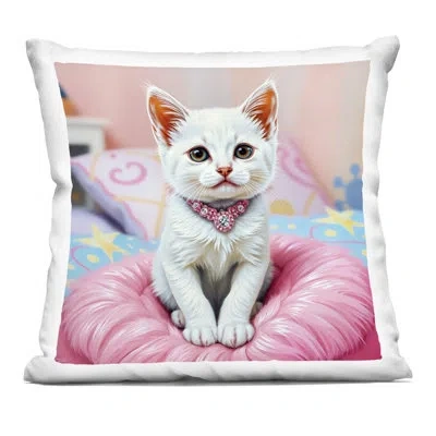 Stupell Industries Diamonds & Cuddles Kitten Decorative Printed Throw Pillow Design By Tabz Jones In Pink