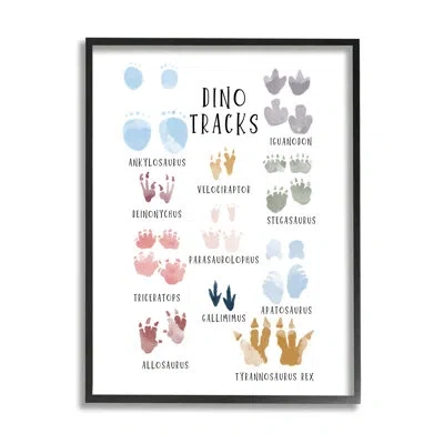 Stupell Industries Dino Tracks Diagram By Katie Griggs Single Picture Frame Print On Canvas In Midnight Black Framed Giclee