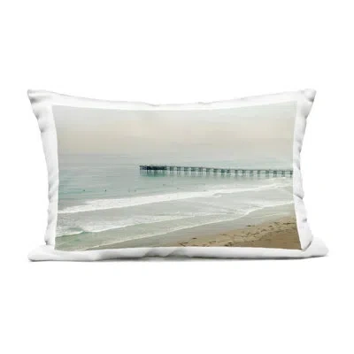 Stupell Industries Distant Pier Beach Jetty Design By Rhonda Addison Outdoor Printed Pillow In Blue