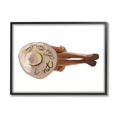 Stupell Industries Do Not Disturb Beach Woman Relaxing Sun Hat By Amelia Noyes - Floater Frame Painting On Wood In Midnight Black Framed Giclee