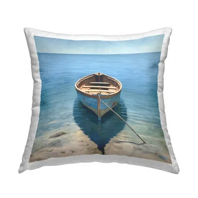 Stupell Industries Docked Rowboat On Shore Decorative Printed Throw Pillow By Rb In Blue;beige