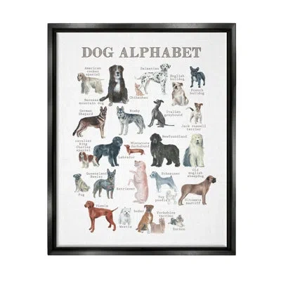 Stupell Industries Dog Alphabet Multiple Breeds Educational Animals Chart By Dishique - Floater Frame Print On Canvas In Jet Black Floater Frame