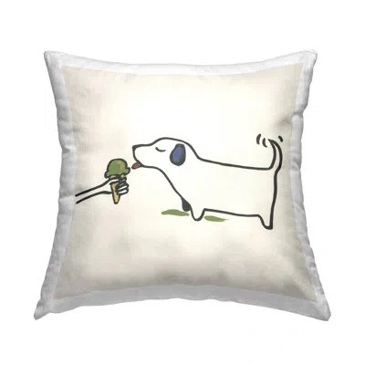 Stupell Industries Dog & Ice Cream Decorative Printed Throw Pillow Design By June Erica Vess In Beige