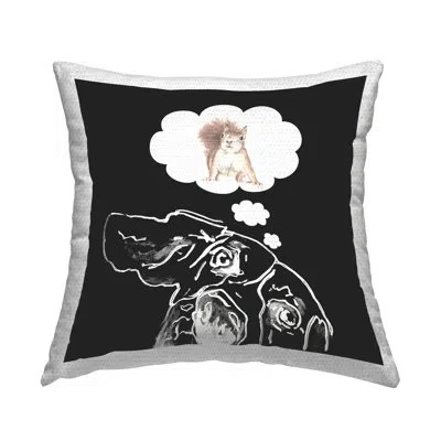 Stupell Industries Dog Dreaming Squirrel Funny Outdoor Printed Pillow By Patricia Pinto In Black;brown;white