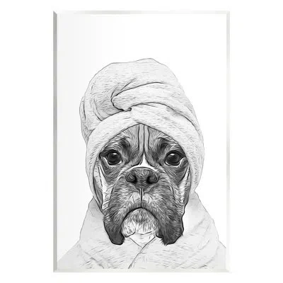 Stupell Industries Dog In Bathrobe Funny Pet By Annalisa Latella Graphic Art In Mdf
