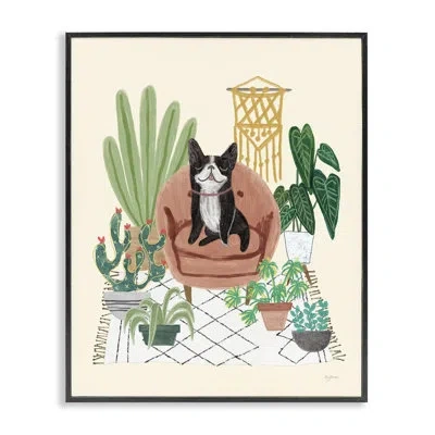Stupell Industries Dog On Sofa With Plants Framed Giclee Art By Mary Urban In Midnight Black Framed Giclee