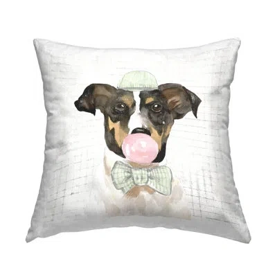 Stupell Industries Dog Portrait Bowtie & Bubblegum Printed Throw Pillow Design By Masey St. Studios