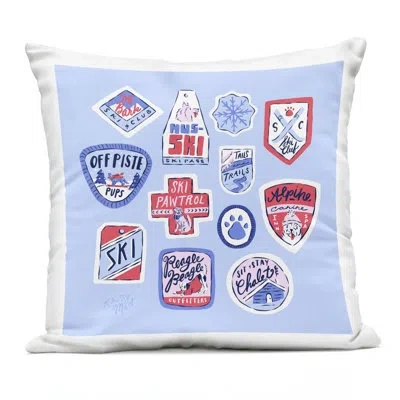 Stupell Industries Dog Ski Tickets Placement Outdoor Printed Pillow Design By Krissy Mast In Blue