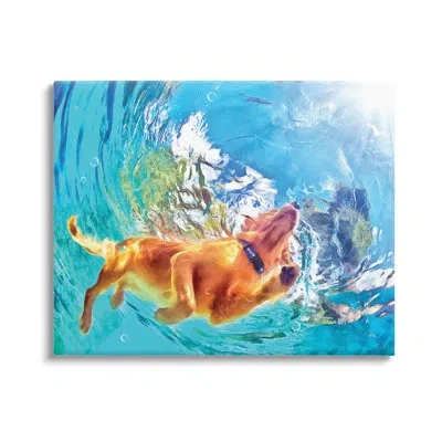 Stupell Industries Dog Swimming Underwater Canvas Wall Art Design By Masey St. Studios In Blue