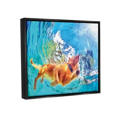 Stupell Industries Dog Swimming Underwater Canvas Wall Art Design By Masey St. Studios In Jet Black Floater Frame