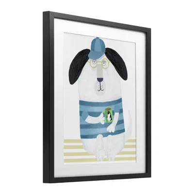Stupell Industries Dog With Penguin Mug Framed Print Under Glass, Design By Carla Daly In Midnight Black Frame
