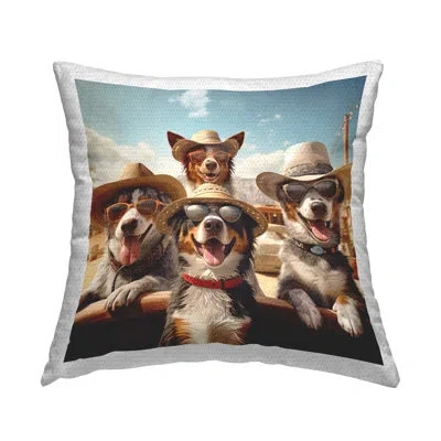 Stupell Industries Dogs In Cowboy Hats Outdoor Printed Pillow By Jim Baldwin In Brown