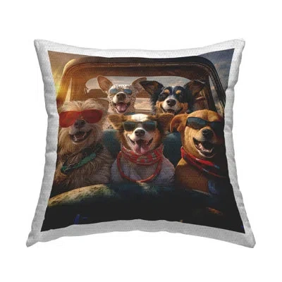Stupell Industries Dogs In Pickup Truck Outdoor Printed Pillow By Jim Baldwin In Brown