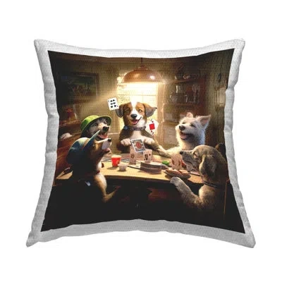 Stupell Industries Dogs Playing Cards Outdoor Printed Pillow By Jim Baldwin In Brown