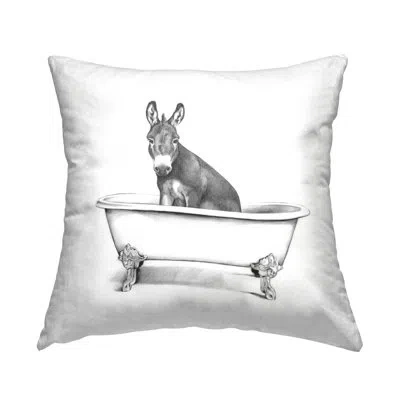 Stupell Industries Donkey In Claw Tub Rural Farm Animal Portrait Printed Throw Pillow Design By Victoria Borges