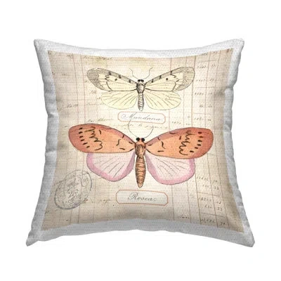 Stupell Industries Drawn Butterfly Studies Design By Susan Arnot Outdoor Printed Pillow In Beige