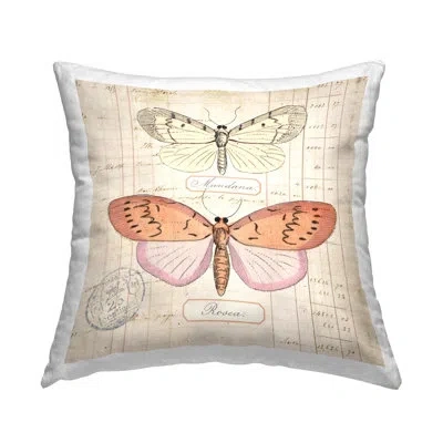 Stupell Industries Drawn Butterfly Studies Design By Susan Arnot Throw Pillow In Beige