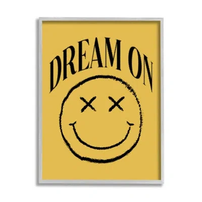Stupell Industries Dream On Yellow Smiley Floater Frame By House Of Lulu In Luster Gray Floater Frame