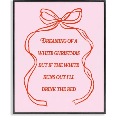 Stupell Industries Dreaming Of A White Christmas Framed Wall Art In Pink