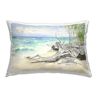 Stupell Industries Driftwood On Tropical Shore Decorative Printed Throw Pillow By Christine Reichow In Blue