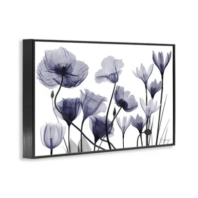 Stupell Industries Dusk Delight Blue Florals Giclee Art, Design By Albert Koetsier In Midnight Black Framed Giclee