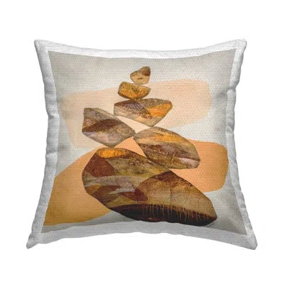 Stupell Industries Earthy Stacked Rocks Modern Outdoor Printed Pillow By Ruth Fromstein In Brown;gray;orange