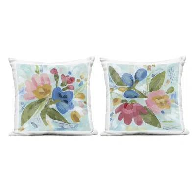 Stupell Industries Eclectic Flower Bundles Design By June Erica Vess Outdoor Printed Pillow (set Of 2) In Multi-color