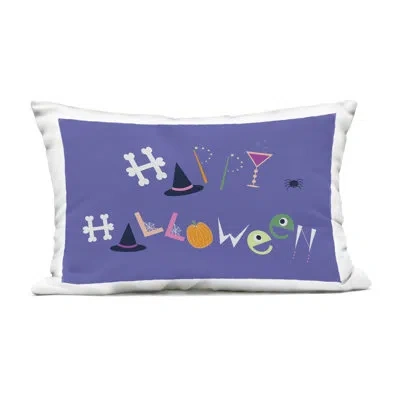Stupell Industries Eclectic Happy Halloween Outdoor Printed Pillow Design By Sazerelli Designs In Blue