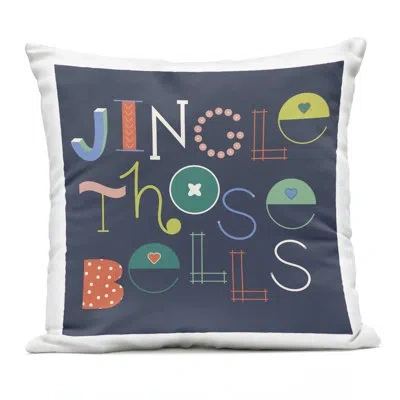 Stupell Industries Eclectic Jingle Bells Phrase Design By Sazerelli Designs Outdoor Printed Pillow In Black