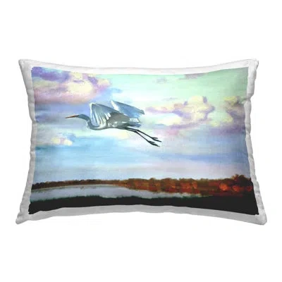 Stupell Industries Egret Over Lake Shore Decorative Printed Throw Pillow Design By D. Rust In Blue