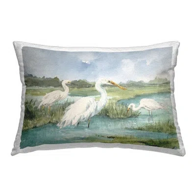 Stupell Industries Egrets & River Scene Outdoor Printed Pillow By Lanie Loreth In Green