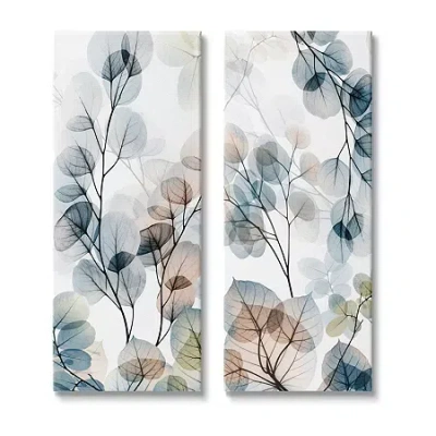 Stupell Industries Elegant Abstract Botanical Plant 2-pc. Wall Art Set In Blue