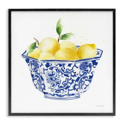 Stupell Industries Elegant Bowl Of Lemons Framed Giclee Art By Mercedes Lopez Charro In Midnight Black Framed Giclee