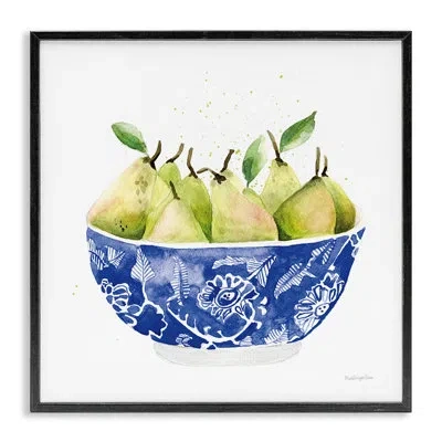 Stupell Industries Elegant Bowl Of Pears Framed Giclee Art By Mercedes Lopez Charro In Midnight Black Framed Giclee