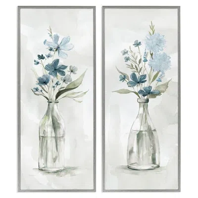 Stupell Industries Elegant Indigo Lilac Flower Jars Soft Light Watercolorcarol Robinson In Farmhouse Gray Framed Giclee