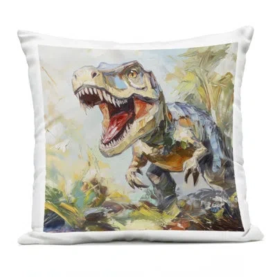 Stupell Industries Enchanting T-rex Roar Outdoor Printed Pillow, Design By Creative Studio, 18 X 7 X 18 In Green