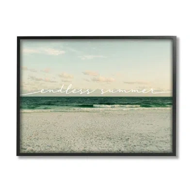 Stupell Industries Endless Summer Beach Coast Waves By Lil' Rue - Floater Frame Graphic Art On Wood In Midnight Black Framed Giclee