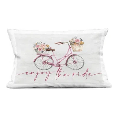Stupell Industries Enjoy The Ride Bicycle Decorative Printed Throw Pillow, Design By Lux + Me Designs, 14 X 7 X 20 In Pink