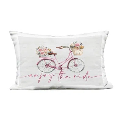 Stupell Industries Enjoy The Ride Bicycle Outdoor Printed Pillow, Design By Lux + Me Designs, 14 X 7 X 20 In Pink