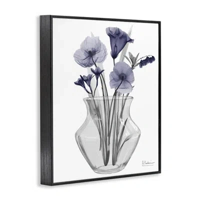 Stupell Industries Enlightened Expression Blue Flowers Giclee Art, Design By Albert Koetsier In Midnight Black Framed Giclee