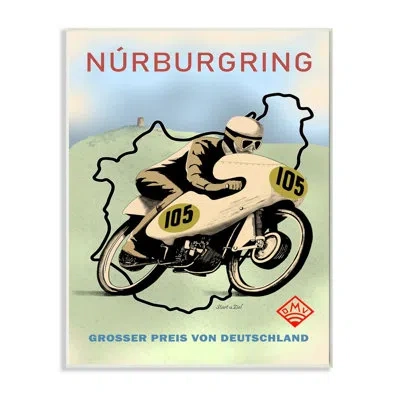 Stupell Industries European Grand Prix Sports Poster Vintage Motorcycle By Ziwei Li - Graphic Art Print In Wood