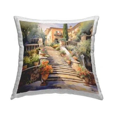 Stupell Industries European Villa Architecture Outdoor Printed Pillow By Rb In Tan