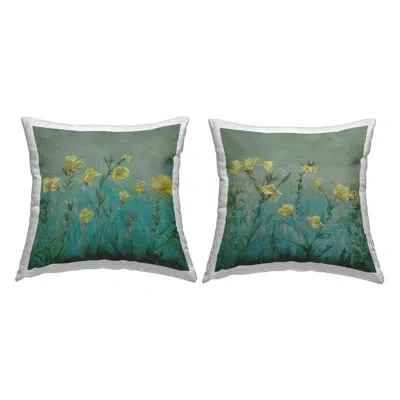 Stupell Industries Evening Primrose Flower Unfurling Printed Outdoor Throw Pillow Design By Lil' Rue (set Of 2) In Green