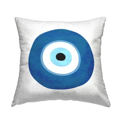 Stupell Industries Evil Eye Centric Bold Blue Abstract Circular Shapes Pillow Outdoor Pillow By Ziwei Li In Blue;white
