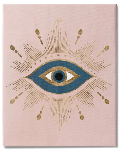Stupell Industries Evil Eye Glam Boho Pattern Bold Blue Pink Stretched Canvas Wall Art By Grace Popp