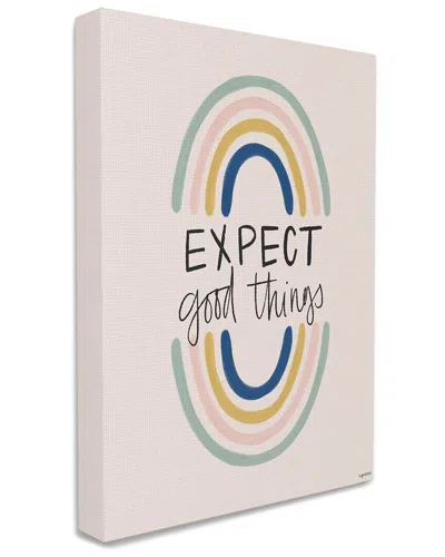 Stupell Industries Expect Good Things Phrase Double Rainbow Reflection Stretched Canvas Wall Art By Kyra Bro In Pink