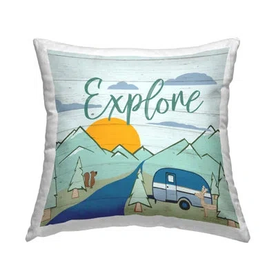 Stupell Industries Explore Rustic Adventure Decorative Printed Throw Pillow Design By Hugo Edwins In Blue