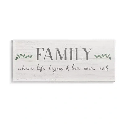 Stupell Industries Family Life Begins Love Never Ends Canvas Art In White