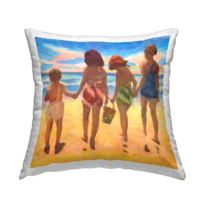 Stupell Industries Family On Summer Beach Printed Throw Pillow Design By Graffi*tee Studios In Beige